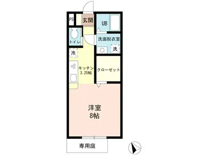 ヴァンクール(ワンルーム/2階)の間取り写真