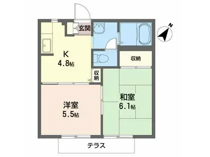 ブライトハウス七海A(2K/1階)の間取り写真