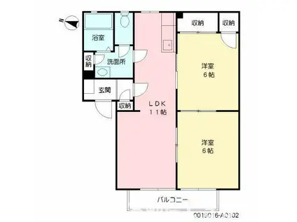 ラルジェント(2LDK/1階)の間取り写真