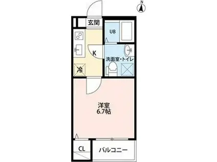 フィローネ高畑(1K/2階)の間取り写真