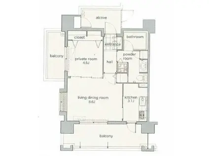リアンシエルブルー東比恵(2K/3階)の間取り写真