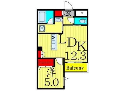 メゾンクレール谷在家(1LDK/3階)の間取り写真