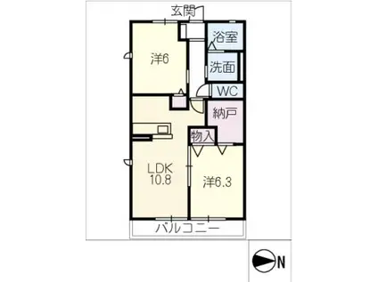 アトリウムテラス(2SLDK/1階)の間取り写真