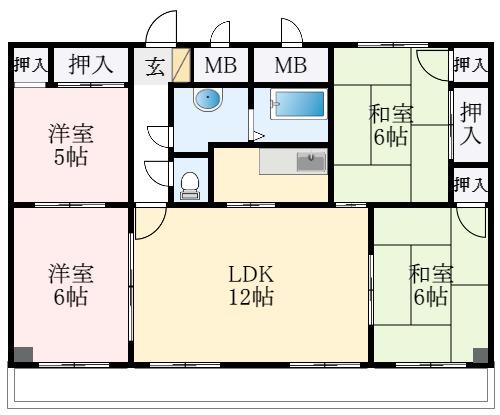 ロータリービルド南花田(4LDK/4階)の間取り写真