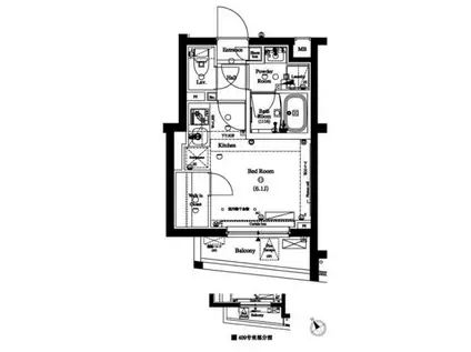ARKMARK目黒不動前(ワンルーム/2階)の間取り写真