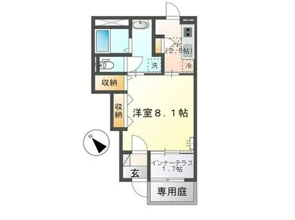 ルトゥール野村(1K/1階)の間取り写真