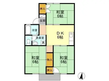 プレジール堀溝B(3DK/1階)の間取り写真
