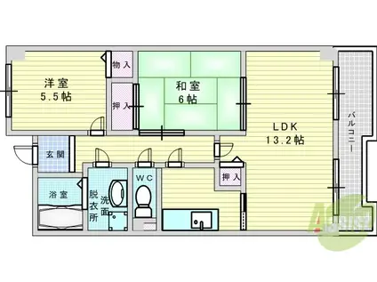 センチュリー竹谷(2LDK/4階)の間取り写真