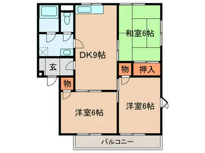 コーポラスサカイIII(3DK/2階)の間取り写真