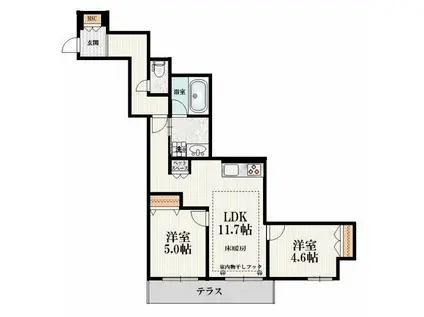 フルール西ケ原(2LDK/1階)の間取り写真