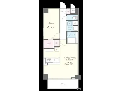 グランディール武蔵小杉(1LDK/1階)の間取り写真