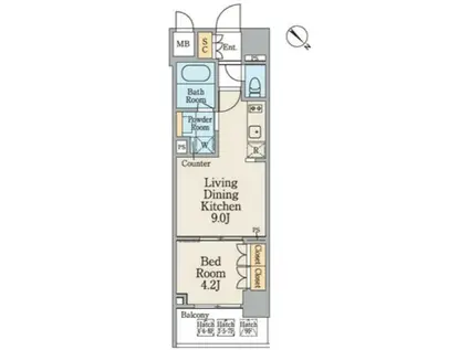 TS-COURT日本橋浜町(1LDK/4階)の間取り写真