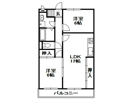 アシーネ三田天神(2LDK/1階)の間取り写真
