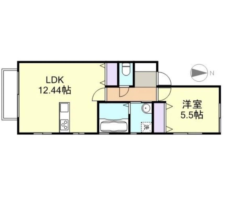 アルカンジュ四十瀬II(1LDK/1階)の間取り写真