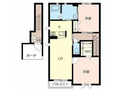 セントリビエ北野田B棟(2LDK/2階)の間取り写真