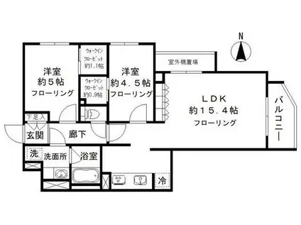 シエルクレール大森山王(2LDK/2階)の間取り写真