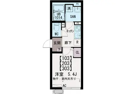イクシオ川崎ウエスト SIDE(1K/3階)の間取り写真