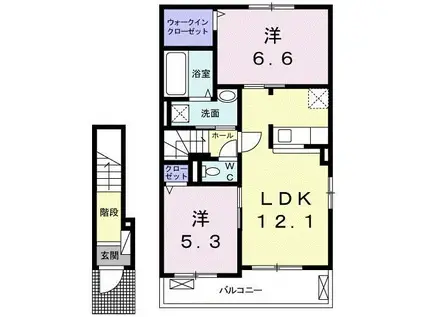 ショコラハウスB(2LDK/2階)の間取り写真