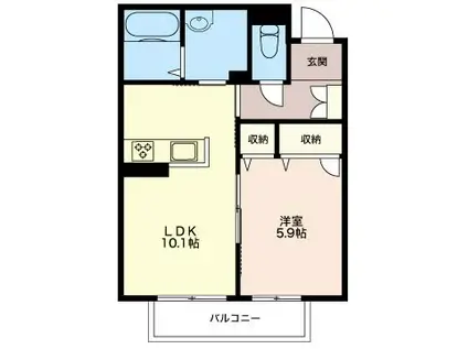 クリスタルバレーI(1LDK/2階)の間取り写真