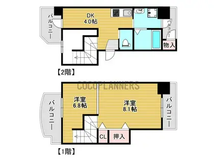 ベレーザ品川(2DK/4階)の間取り写真