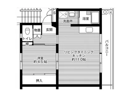黒須野2号棟(1LDK/1階)の間取り写真