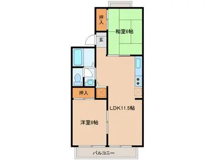 PARCROSETTE1(2LDK/2階)の間取り写真