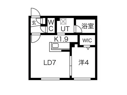 SDY月寒中央(1LDK/2階)の間取り写真