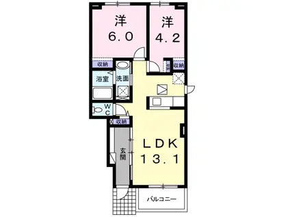 ミリオーネB(2LDK/1階)の間取り写真