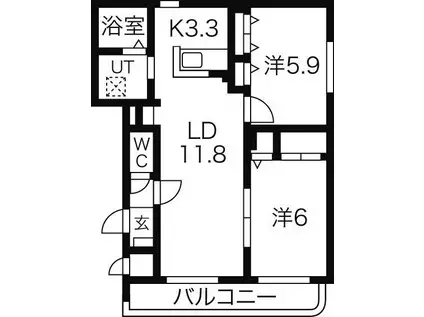 大光13番館(2LDK/4階)の間取り写真