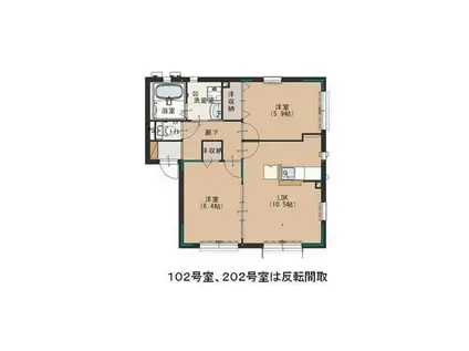 メゾン ド レーブ(2LDK/2階)の間取り写真