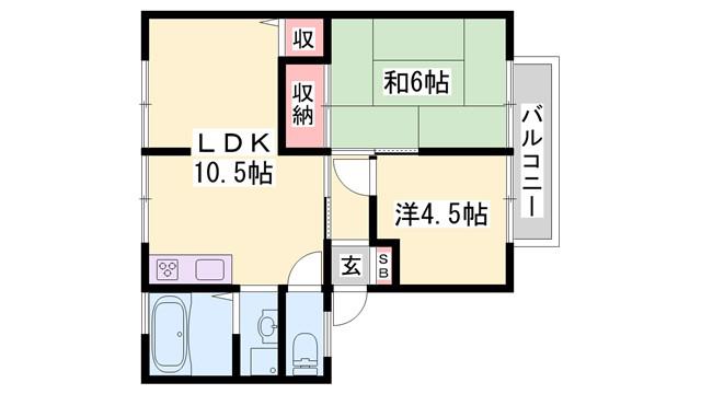 サンライフMII(2LDK/2階)の間取り写真