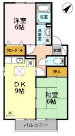 セジュール三宅 D棟(2DK/1階)の間取り写真