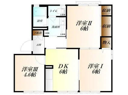 コーポユーアンドアイ 都市ガス(3DK/1階)の間取り写真