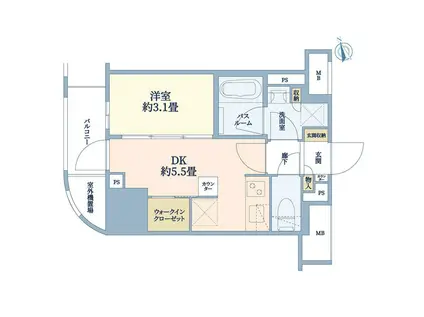 ライオンズミレス蔵前(1DK/6階)の間取り写真