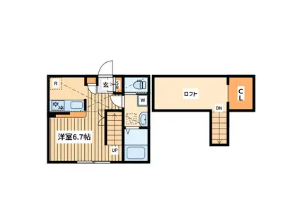 プリマ アート海老名(1K/2階)の間取り写真