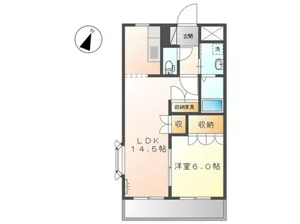 ベルジュI番館(1LDK/2階)の間取り写真