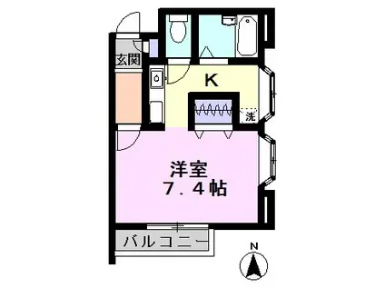 カリーノ・カーサ(ワンルーム/1階)の間取り写真