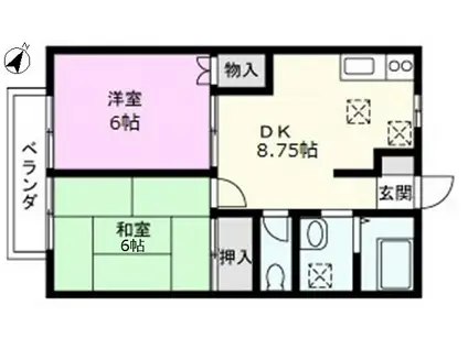 マインドハイムN・Y・1(2DK/2階)の間取り写真