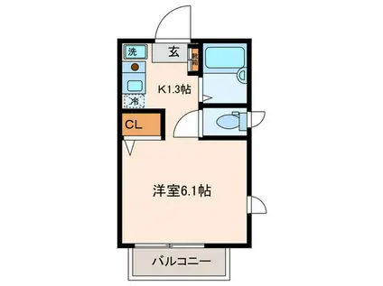 シャトー氷川台(1K/2階)の間取り写真
