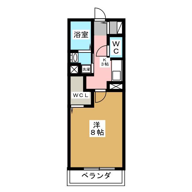 ガノスA(1K/2階)の間取り写真
