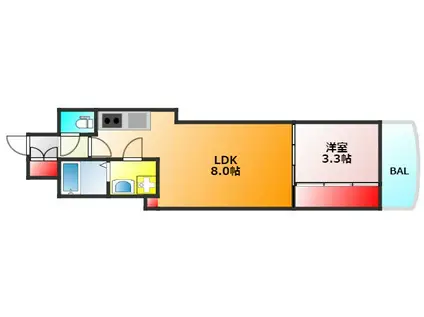 セレニテ谷町クロワ(1LDK/13階)の間取り写真