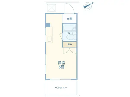 京急本線 雑色駅 徒歩1分 6帖 3階 無 (ワンルーム/3階)の間取り写真