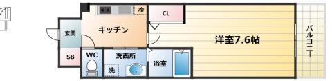 エスリード神戸三宮パークビュー(1K/13階)の間取り写真