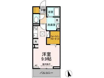 アリビオ(ワンルーム/1階)の間取り写真