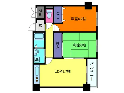 スカイヒル六甲道(2LDK/7階)の間取り写真