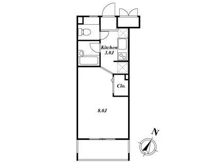 スキッド烏山(1K/1階)の間取り写真