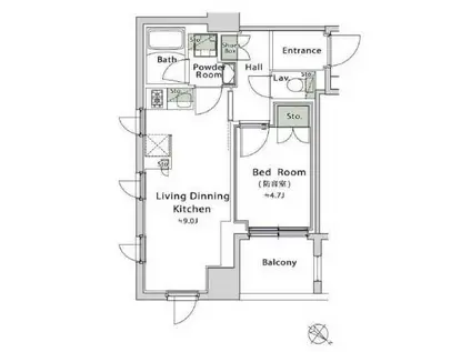 プレイ江古田(1LDK/4階)の間取り写真