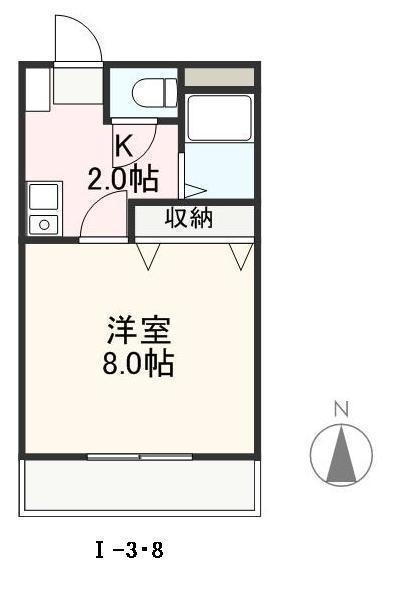 クレイドル安田I(1K/2階)の間取り写真