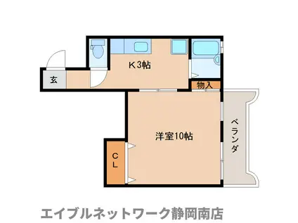 JR東海道本線 藤枝駅 徒歩56分 2階建 築23年(1K/1階)の間取り写真