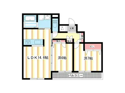 ルベランスI(2LDK/2階)の間取り写真